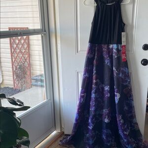 Black & Purple Floral Maxi Dress by S. L. Fashions